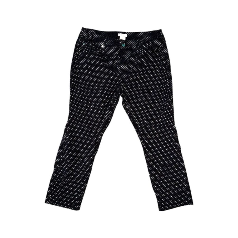 Eric Signature Stretch Ankle Pants Black Micro Dot Print Size 12 Workwear